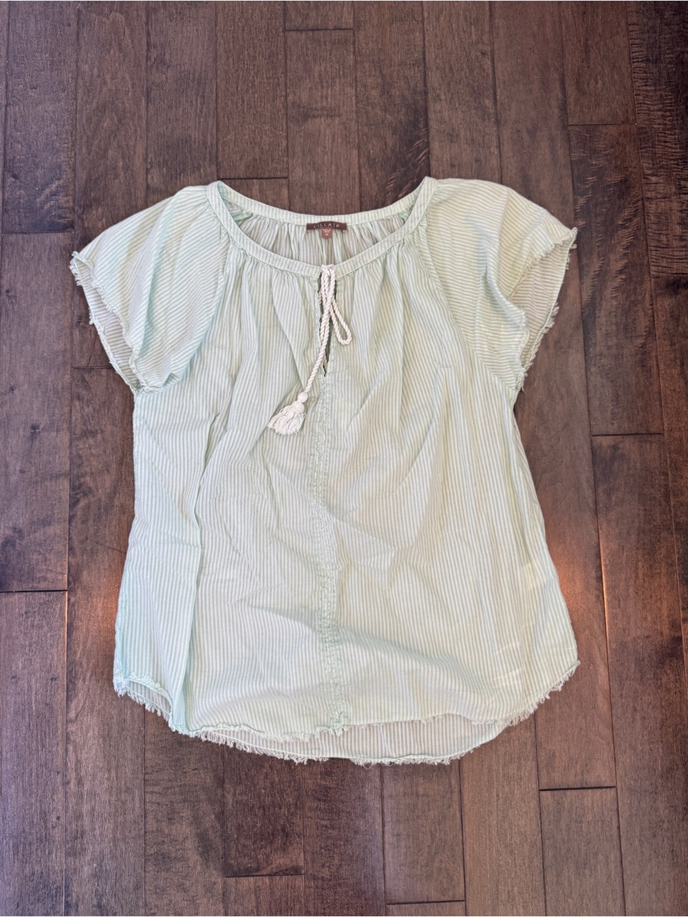 Lilla P Light Mint Striped Top with Tassel Tie
